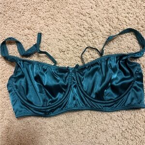 Elegant Teal Satin Bra